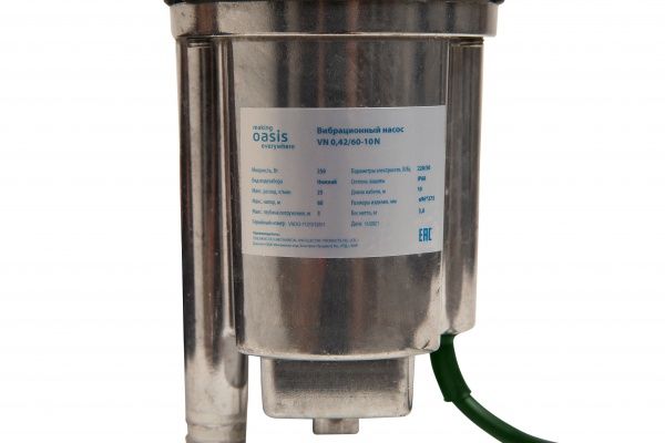 Насос вибрационный VS 0.42/60-10N (250Вт, Hmax=60м, длина кабеля: 10м, Qmax=25л/м, верхний забор)
