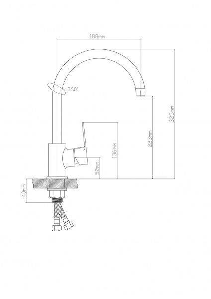 Смеситель BOOU для кух. однор.,высок.изл. B8289-28J