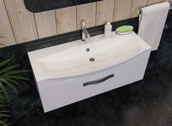 Умывальник мебельный "Элвис-1050" с переливом, без комплекта, 1 отверстие, белый