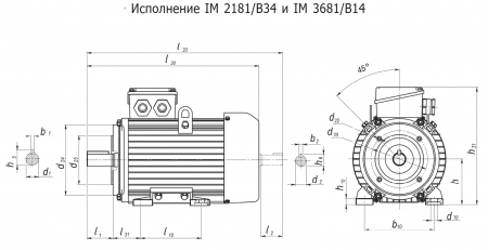 Электродвигатель 0,37х1500   5АИ 63B4 У2, общепромышленный, (IM 2181) лапы+малый фланец, 220/380В