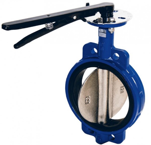 Затвор "DENDOR" Dn200 Pn16 тип 017W с рукояткой (межфланцевый, корпус чугун, диск чугун)