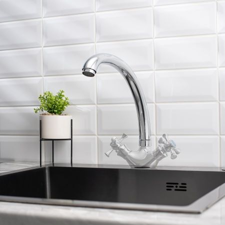 Излив для кухни высокий из нержавеющей стали (аэратор латунный), SS011