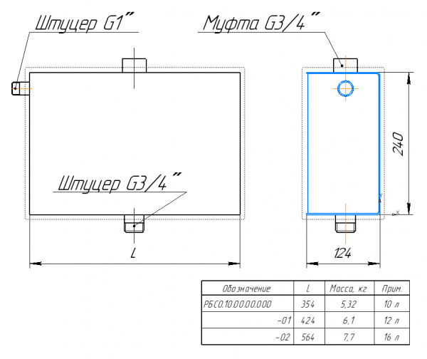 Бачки расширительные для открытой системы ГВС (10 литров)