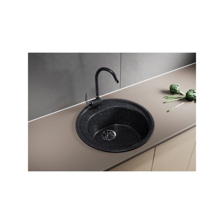 Мойка ML-GM11 круглая, черная, иск.мрамор 500х180мм (308)