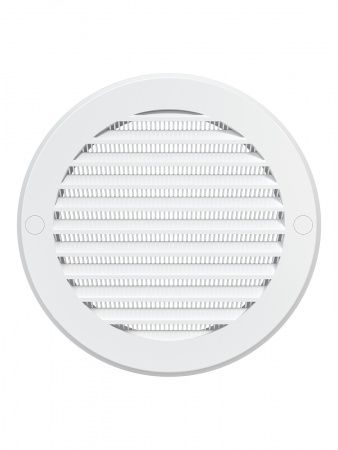 Решетка пластиковая D-125/161 круглая,  белая с сеткой и фланцем