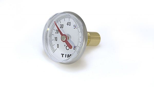 Термометр биметаллический 0--80 С, L20, малый 40мм, присоединение-1/4"
