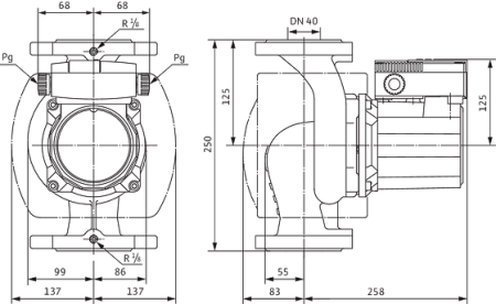 Насос циркуляционный Wilo-TOP-S 40/15 250  EM 1~ (фланцевый, PN 6/10)