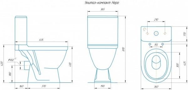 Унитаз "Неро", белый, 2кноп.,прямой вып.,нижн.подв., сиденье полипропилен, микролифт