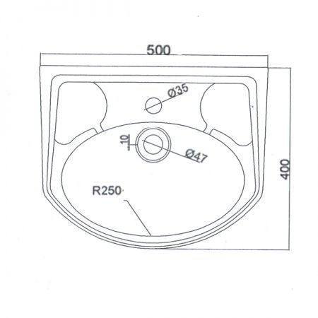Умывальник мебельный "Браво 50" без перелива, без комплекта, 1 отверстие, белый