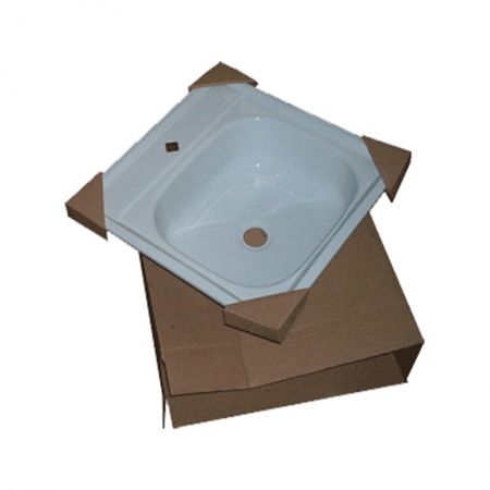 Кухонная мойка эмалированная, белая 500х500 без сифона, с кронштейнами