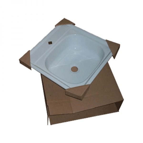 Кухонная мойка эмалированная, белая 500х500 без сифона, с кронштейнами