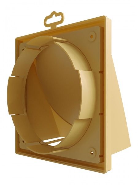 Выход стенной пластиковый D-150/160, 190х190мм, с клапанном (бежевый)