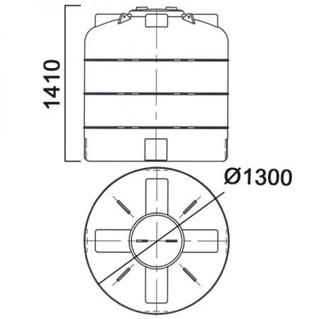 Емкость ПЭ цилиндрическая синего цвета 1500л (1500ВФК2)