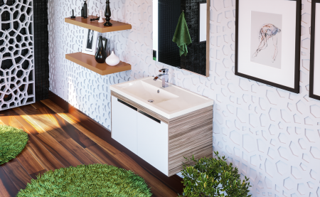 Умывальник мебельный "Фостер-800П" с переливом, без комплекта, 1 отверстие, белый