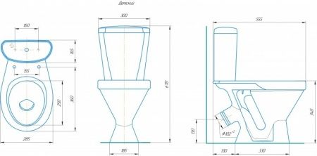 Унитаз "Детский", белый, 1кноп.,косой вып.,нижн.подв., сиденье полипропилен