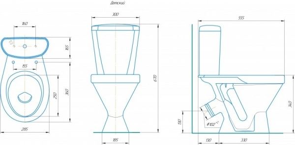 Унитаз "Детский", белый, 1кноп.,косой вып.,нижн.подв., сиденье полипропилен