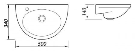 Умывальник "Уют" без перелива, без комплекта, 1 ЛЕВОЕ отверстие, белый