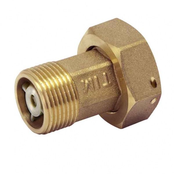 Комплект латунных присоединителей с прокладками к счетчикам воды Ду 15 (С ОБРАТНЫМ КЛАПАНОМ)