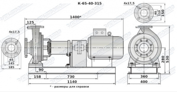 Насос (агрегатированный) К 65-40-315-с  (30х3000)