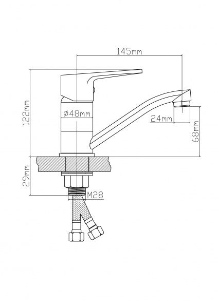 Смеситель BOOU для кух. однор.,низк.изл. B8282-14A