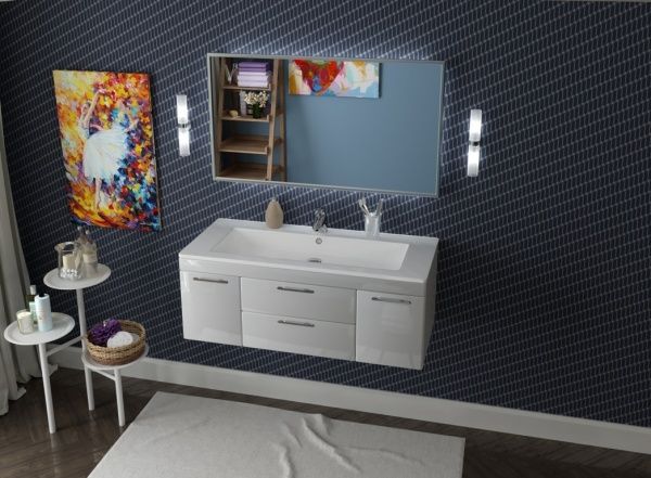 Умывальник мебельный "Оскар-1050" с переливом, без комплекта, 1 отверстие, белый