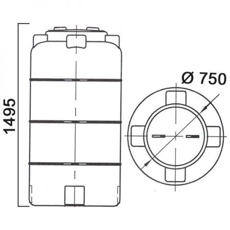 Емкость ПЭ цилиндрическая синего цвета 560л (560ВФК2)