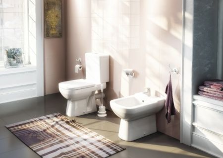 Унитаз "Домино(К)"АНТИФВП.,белый, 2кноп.,прям.вып.,нижн.подв.,сид.дюропласт, микролифт