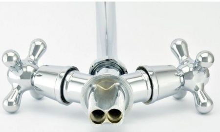 Смеситель для мойки двуручный "Istok life" с поворотным изливом, керам. кран букса, гайка