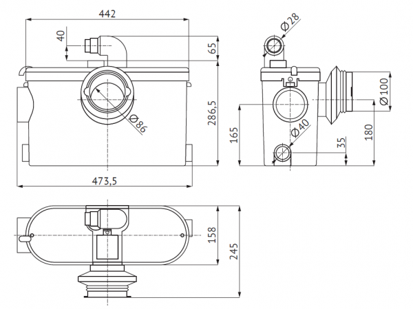 Канализационная насосная станция SANIVORT 605 DUO (600 Вт, Qмакс - 150 л/мин; Нмакс - 8 м)