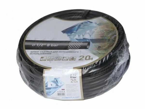 Шланг полив 3/4" (19мм) Карат, армированный, 3 слойный, черного цвета (30м)