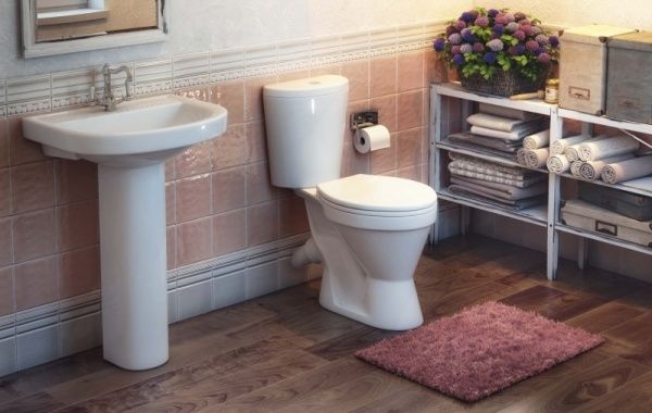 Унитаз "Элегант", черный декор, 1кноп.,косой вып.,нижн.подв., сиденье полипропилен