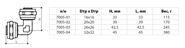 Угольник соединительный 26х26 покрытие никель (металлопластик)