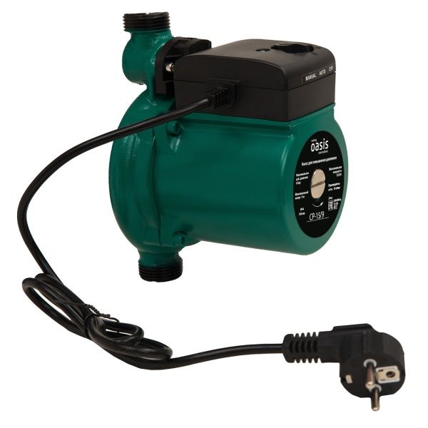 Насос повышения давления CP 15-9 (1/2", Qmax-1.8м3/ч, Hmax-9м., N-120Вт, мокрый ротор) с гайками