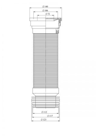 Гофроподвод к унитазу Ду110 L-55см АРМИРОВАННЫЙ
