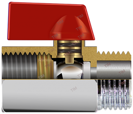 Кран шаровый "МИНИ" Ду 15 (муфта/резьба) красная ручка