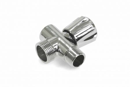 Кран для подключения приборов (проходной тройник с вентилем) 1/2"НРх3/4"НРх1/2"ВР (хром)