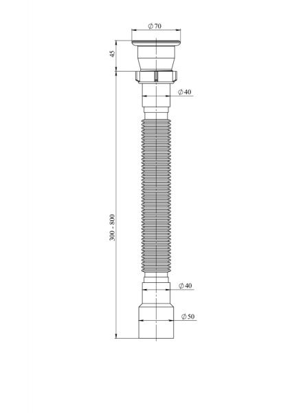 Гибкая труба с выпуском и нерж.сеткой (70мм) 1 1/2" х 40/50 (800мм)