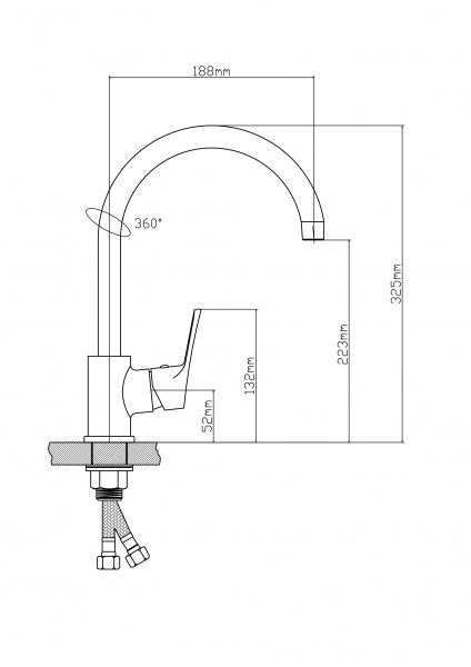 Смеситель BOOU для кух. однор.,высок.изл. B8290-28J