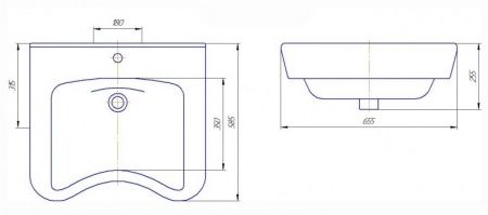 Умывальник "Хирургический" с переливом, без комплекта, 1 отверстие, белый