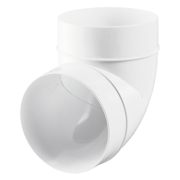 Соединительное колено 90о круглое d=100 мм. пластиковое, белое