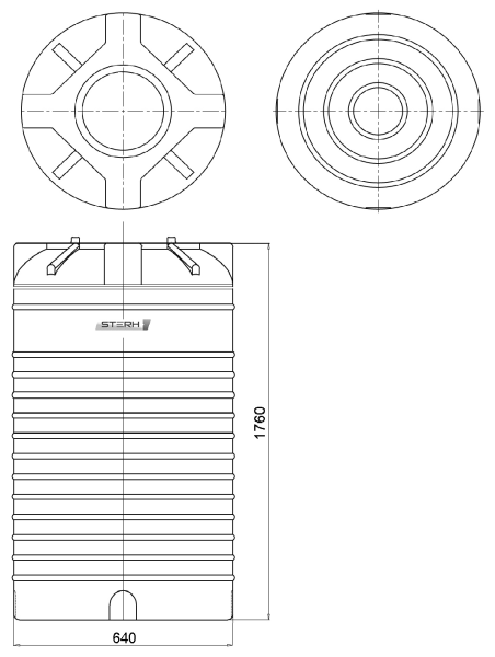 Емкость ПЭ цилиндрическая черного цвета VERT 500л