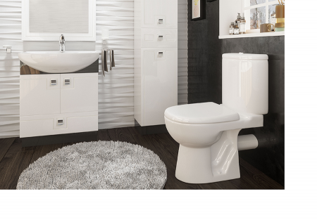 Унитаз "Элеганс"АНТИФВП.,белый, 2кноп.,прям.вып.,нижн.подв.,сид.дюропласт, микролифт