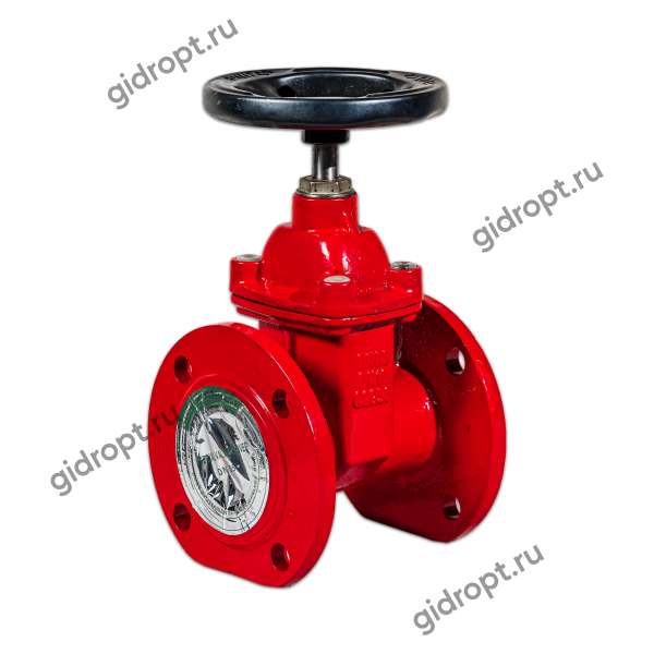 Задвижка 30ч39р Ду 100 Ру10/16  Tmax-120 оС (с гайкой, ЛАТУННАЯ гайка на клине) КРАСНАЯ