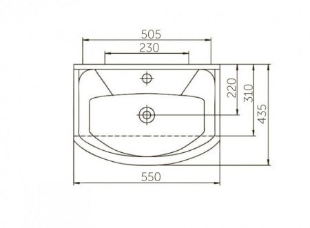 Умывальник мебельный "Элеганс 550" с переливом, без комплекта, 1 отверстие, белый