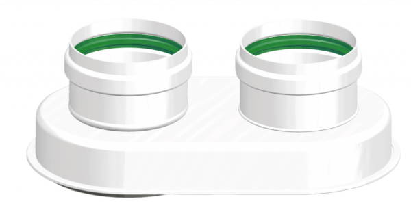 Адаптер перехода на раздельную систему 60х100 - 2х80 с фланцем+проставка