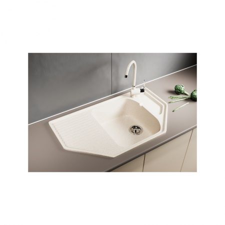 Мойка ML-GM24 угловая с крылом, бежевая, иск.мрамор 780х485х170мм (328)