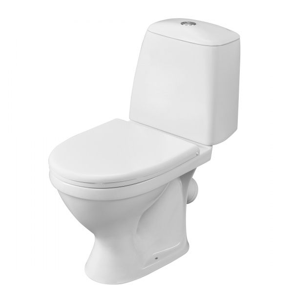 Унитаз "Соната (люкс)" белый, 2 кн.арм., косой выпуск, нижн.подв., сид.дюропласт, микролифт