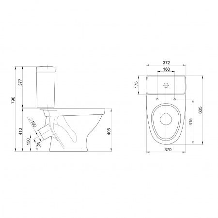 Унитаз "Форвард" белый, 1 кн.арм., косой выпуск, нижн.подв., сид.полипр.