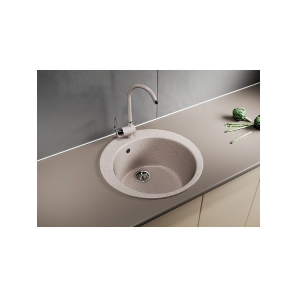 Мойка ML-GM13 круглая, песочная, иск.мрамор 495х190мм (302)