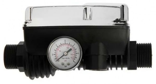 Блок автоматики с манометром TIM "компактный" PS-01D (диапазон настройки 1-3 бар) с манометром